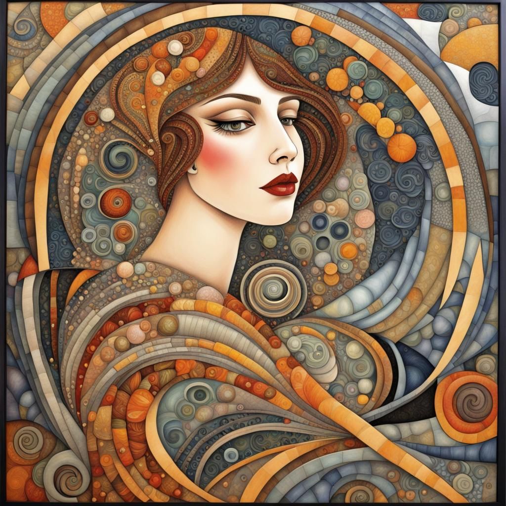 Art Deco Whimsical Illustration in Klimt Style