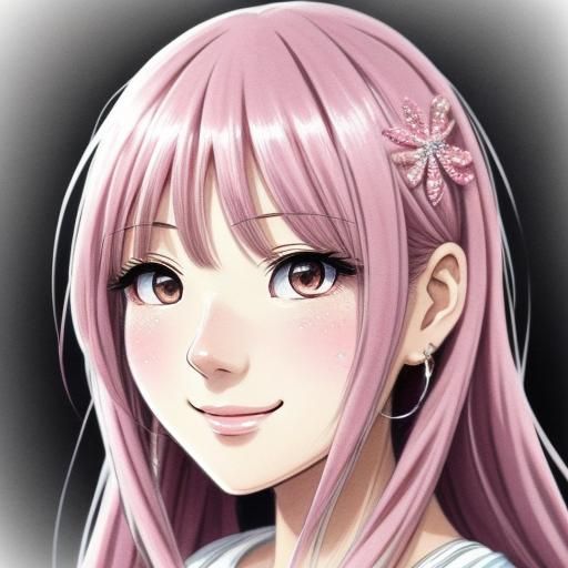 Kawaii Anime Portrait: Plus-Size Girl in Bikini