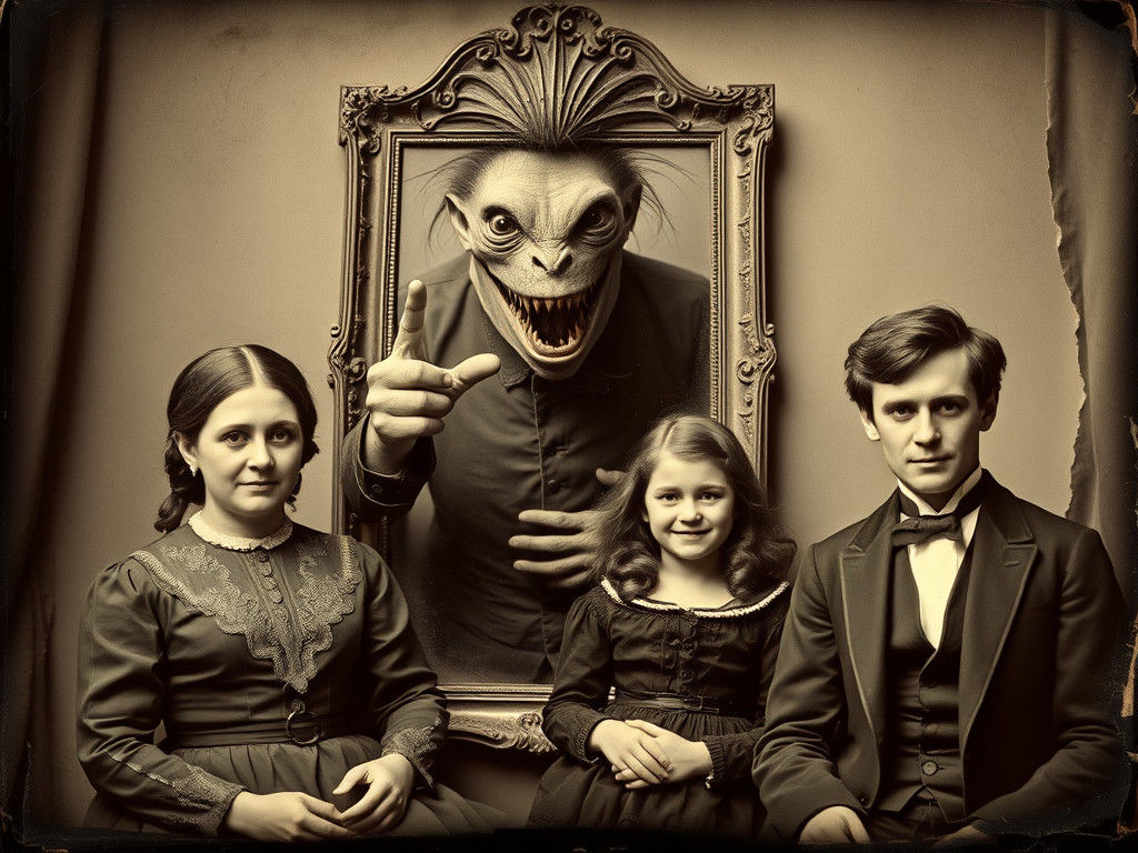 Sinister Reflection in a Family Portrait