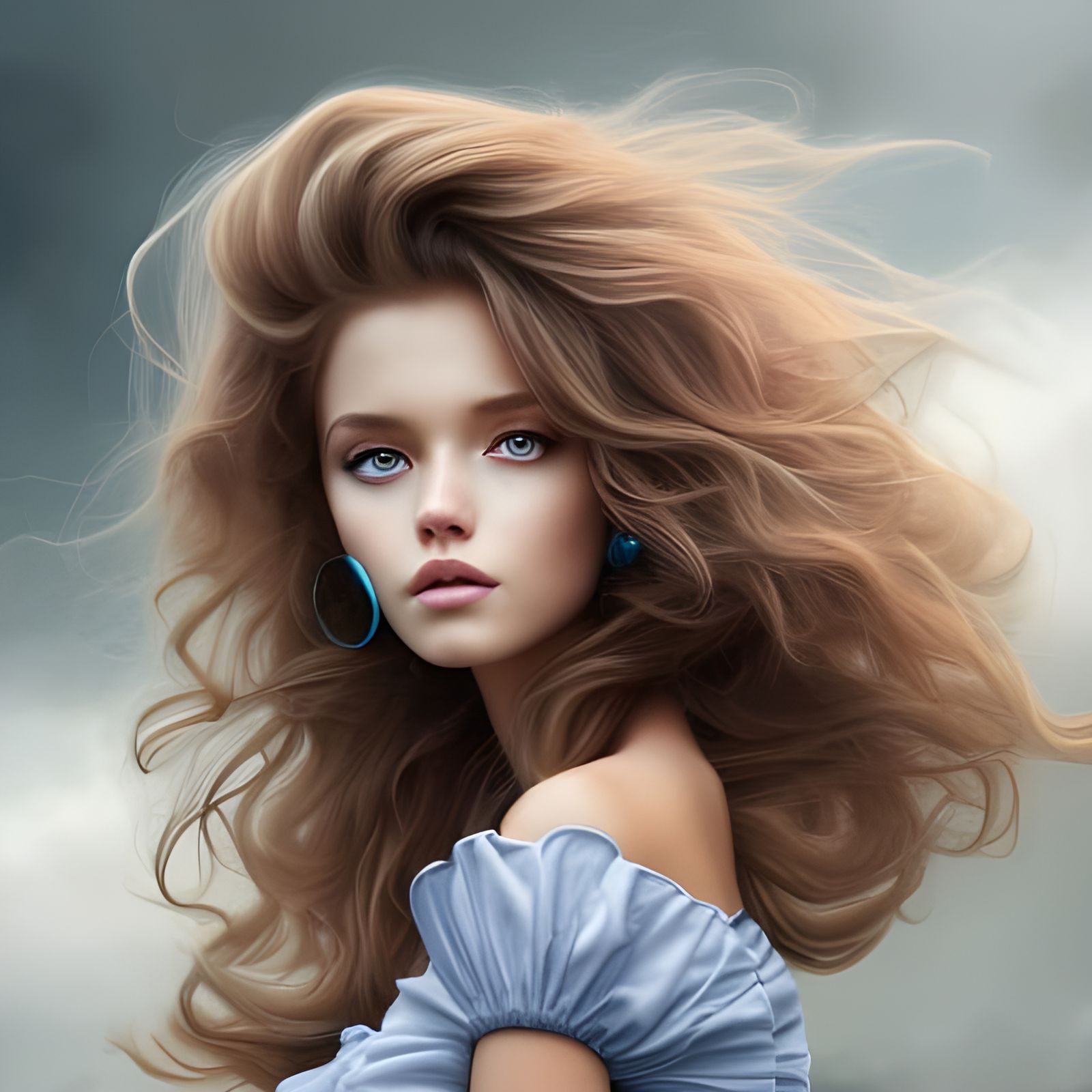 Princess with Hurricane Hair: Hyperrealistic Portrait