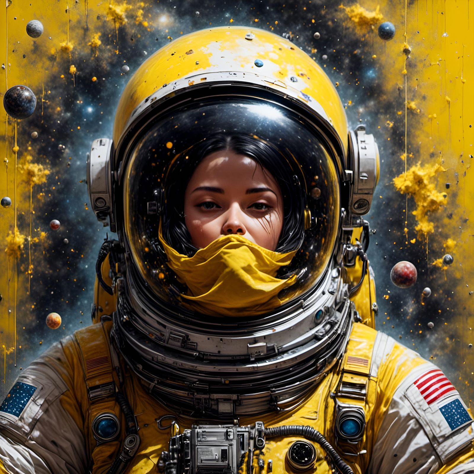 Astronaut in Butter Space Suit on Yellow