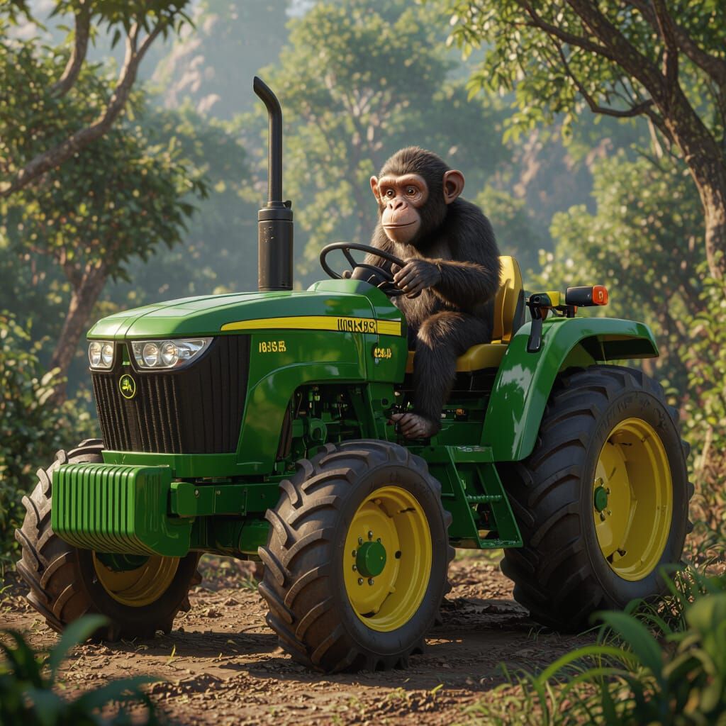 I have a new driver on my John Deere tractor. He is a monkey...
