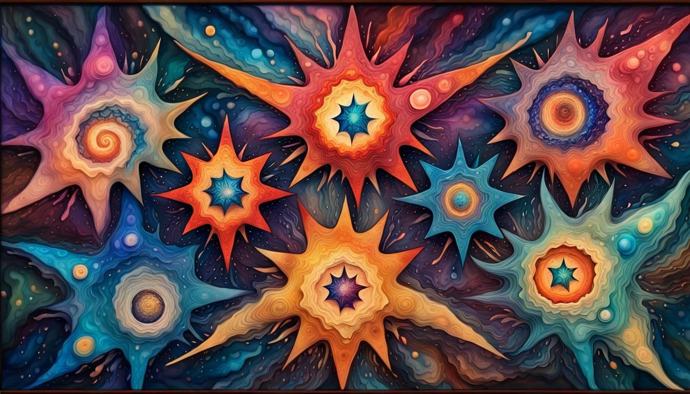 Psychedelic Cosmic Stars in Alcohol Ink Painting