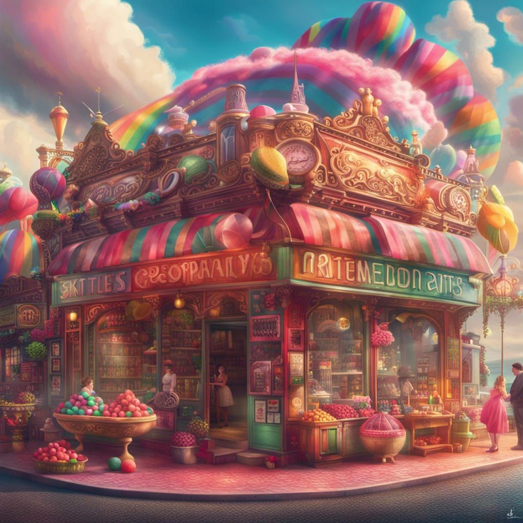 Rainbow Candy Shop in Epic Digital Painting