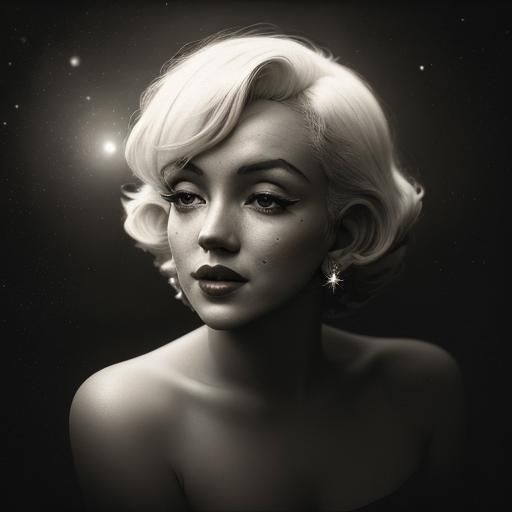 Marilyn Monroe on the Moon: Sepia Photo