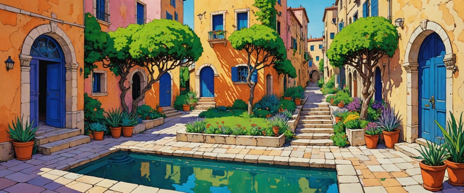 Peaceful Futuristic Commune in Comic Book Style