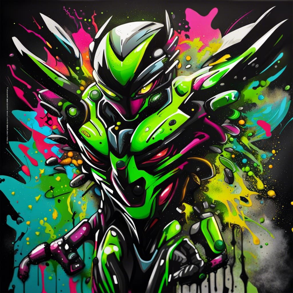 Ben 10 Alien Transformation in Graffiti Art Style