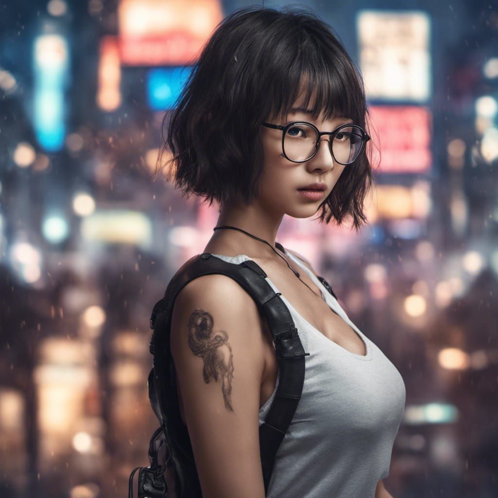 Cyberpunk Portrait of a Beautiful Korean Woman