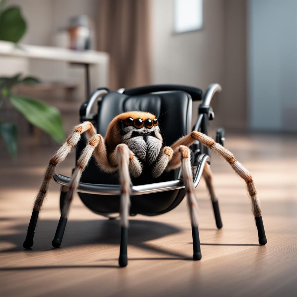 Photorealistic Spider Animal in Wheelchair