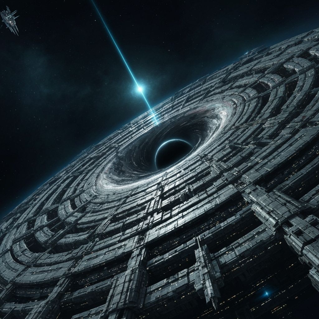 Futuristic Space World with Black Hole