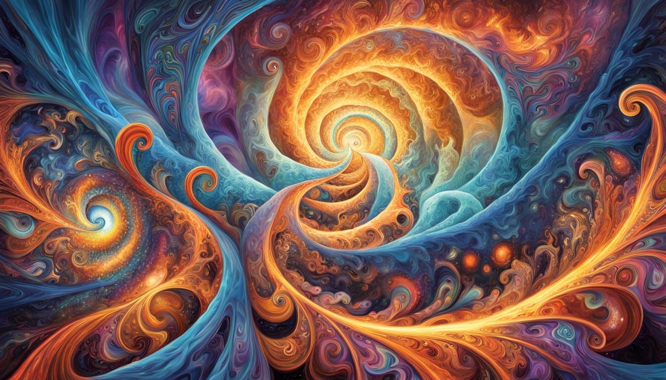 Cosmic Spiral Landscape in Vibrant Astral Colors