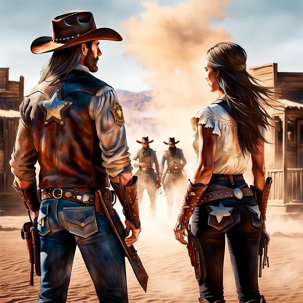 Sheriff Girl Ready for Duel in Wild West Town