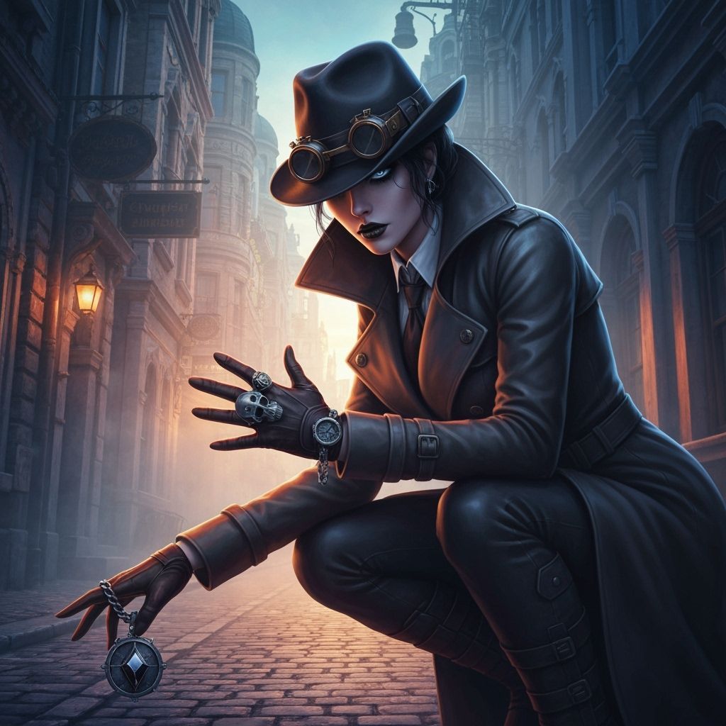 Steampunk Detective Investigates Crime Scene