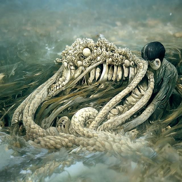 Surreal Elder God of Teeth in Gothic Horror Style