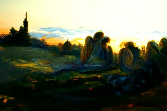 graveyard at sunset