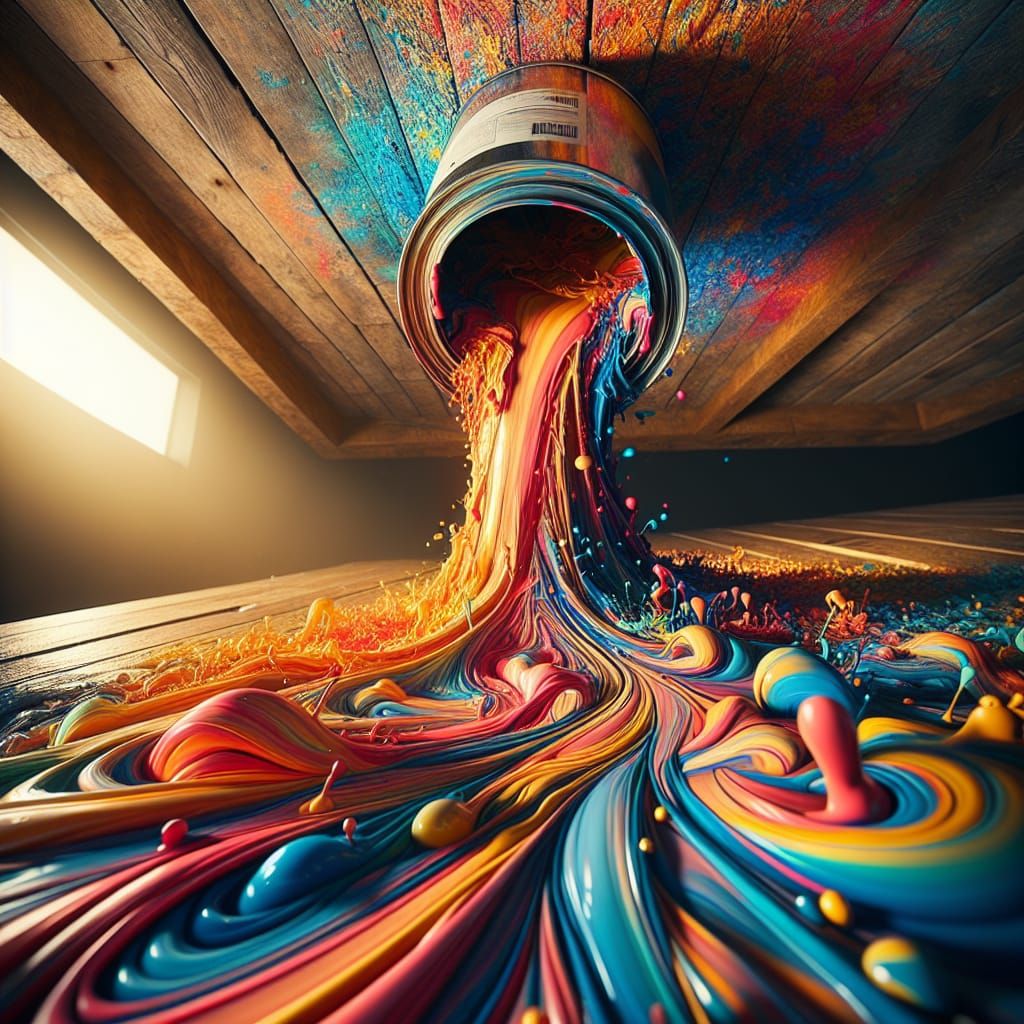 Vibrant Paint Spill Creates Liquid Rainbow