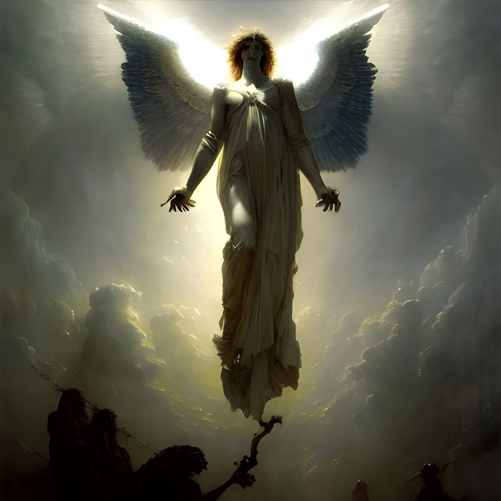 Archangel Uriel in Glorious Engraving Style