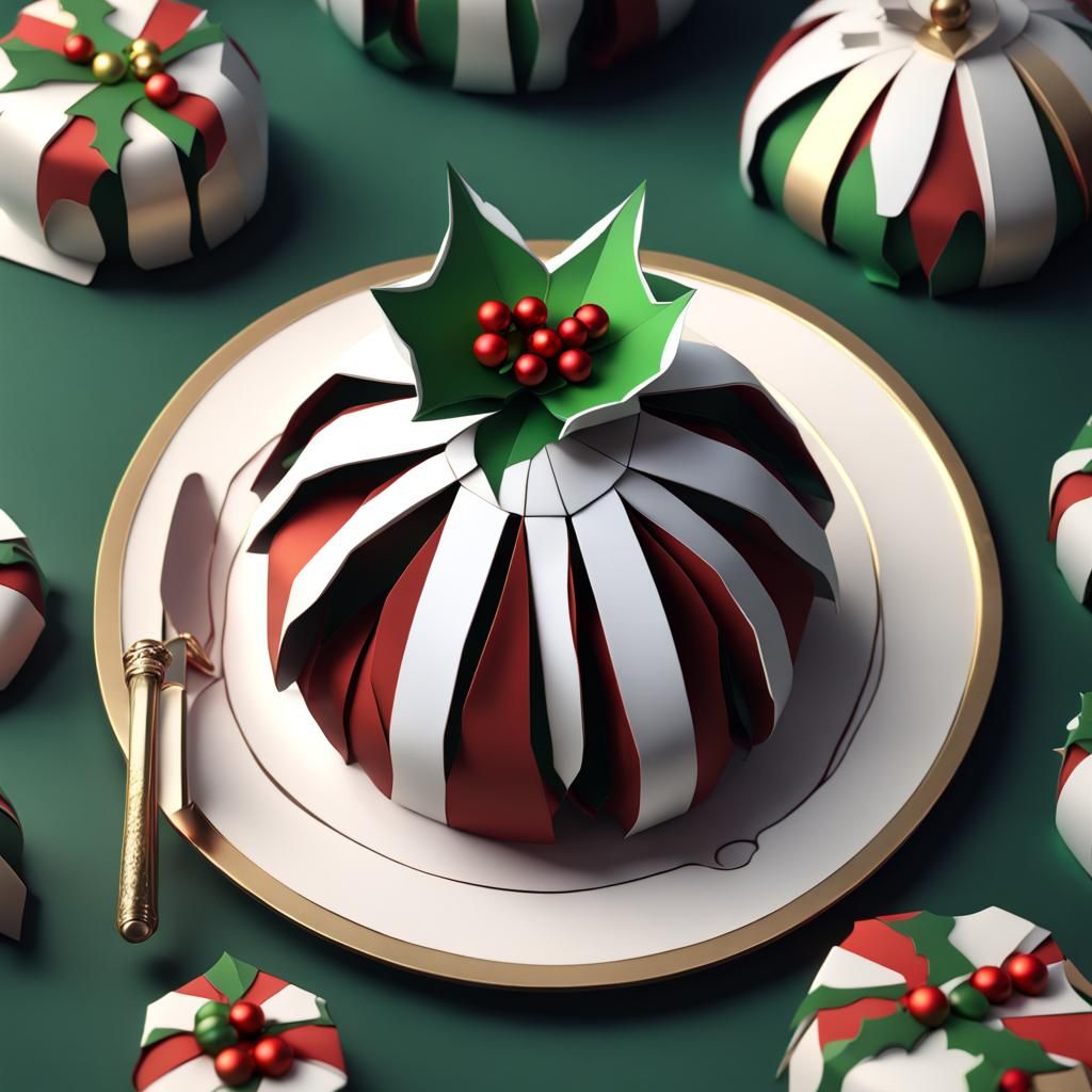 Paper Iris Folding Christmas Pudding with Holly