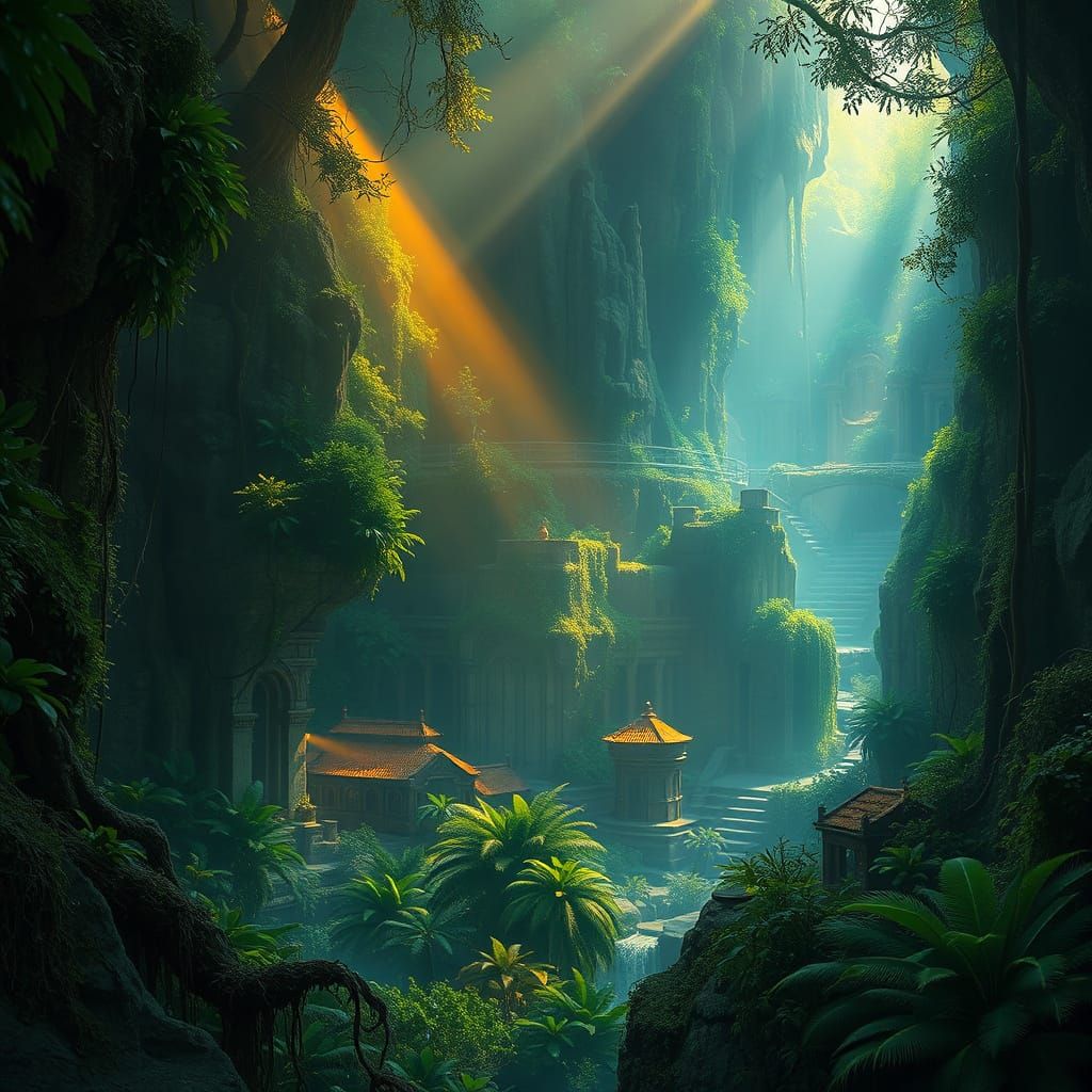 Ancient Jungle City Aglow with Mystical Light