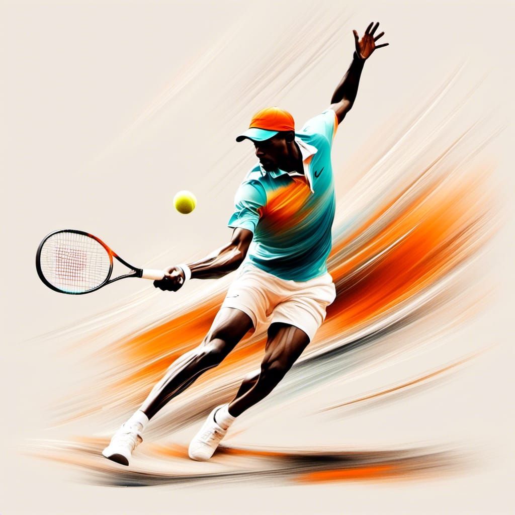 Tennis Player Forehand at Roland-Garros: Abstract Painting