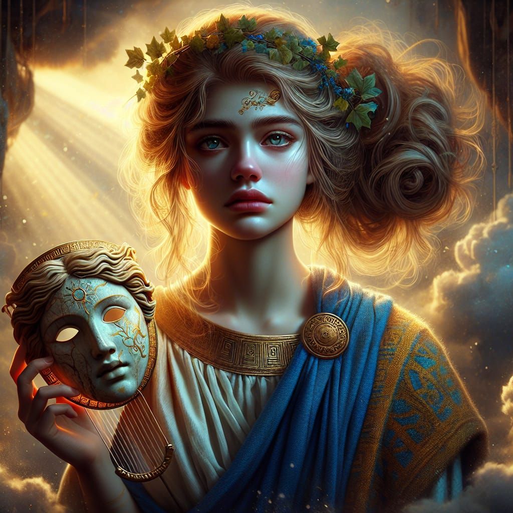 Melpomene: Greek Muse of Tragedy in Digital Painting