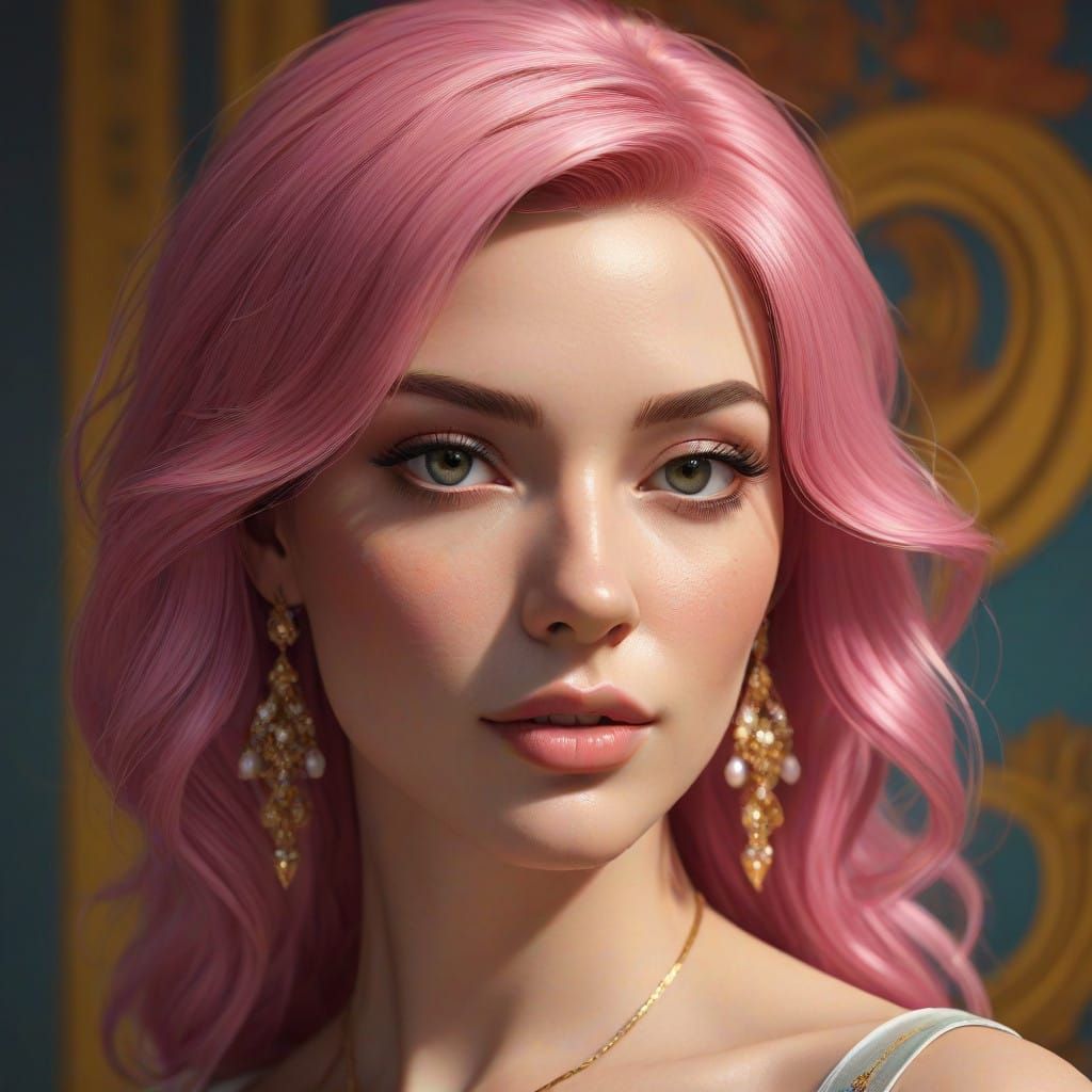 Elegant, Hyper-Realistic Portrait of a Young Woman with Vibr...
