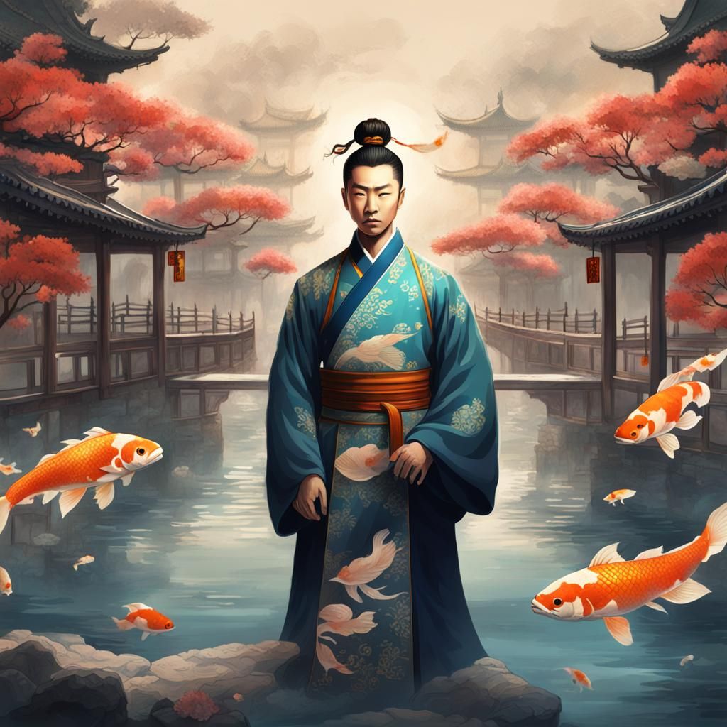 Chinese Prince in Tang Dynasty Ink Sketch