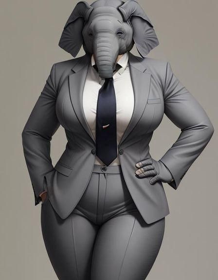 Anime Elephant Girl in Business Suit