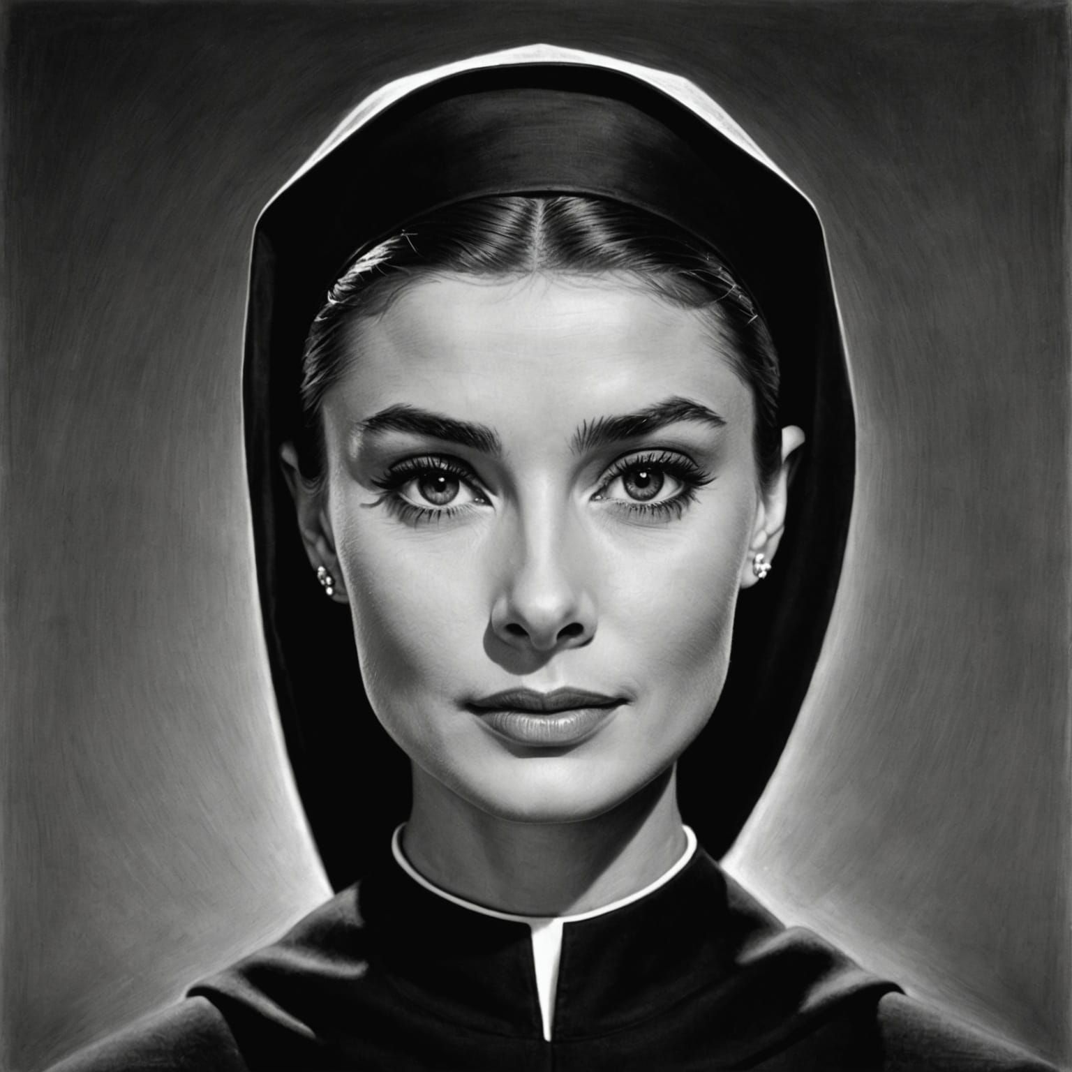Audrey Hepburn as a Rubber Nun in Charcoal