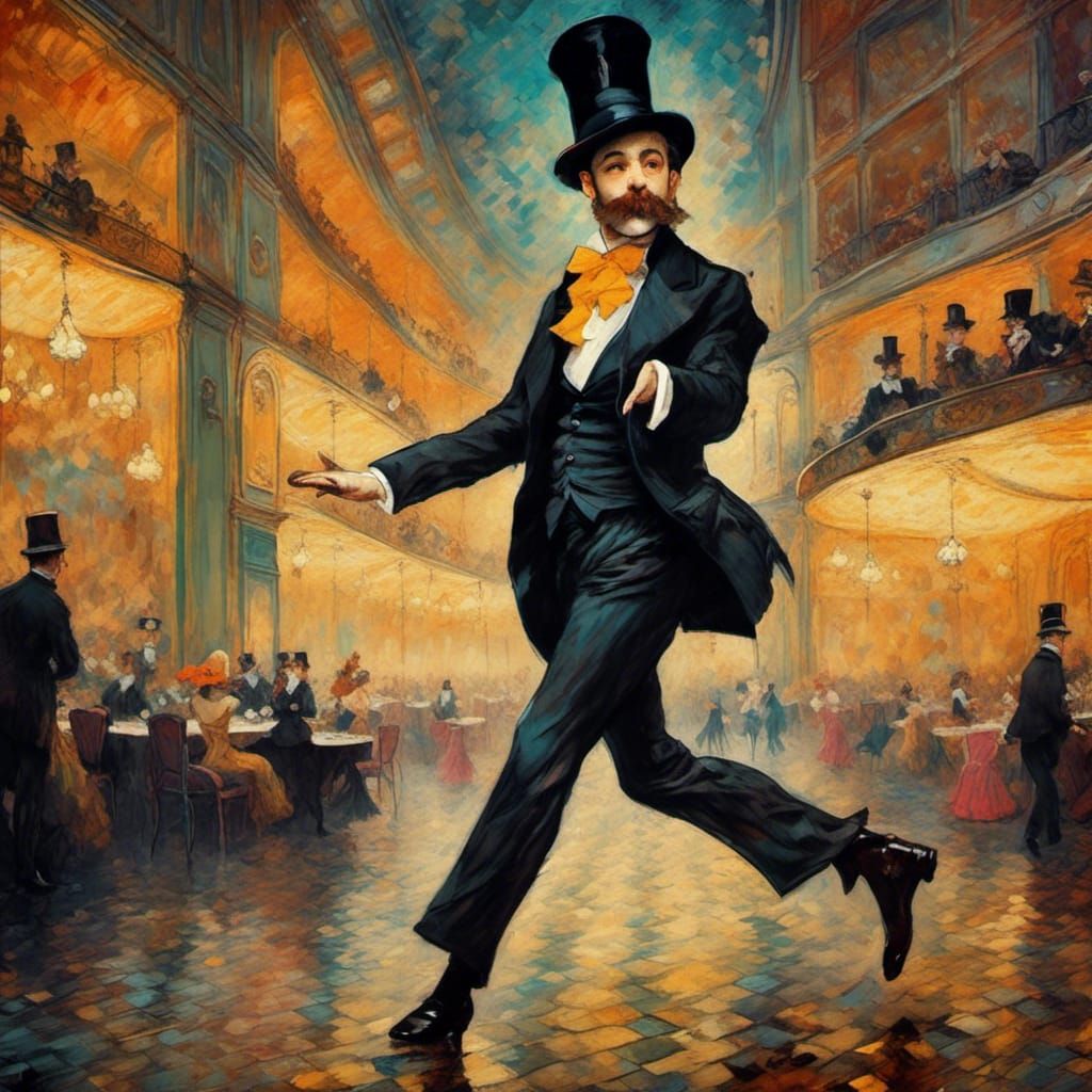 Can-Can Dancer at Folies Bergère in Art Nouveau Style