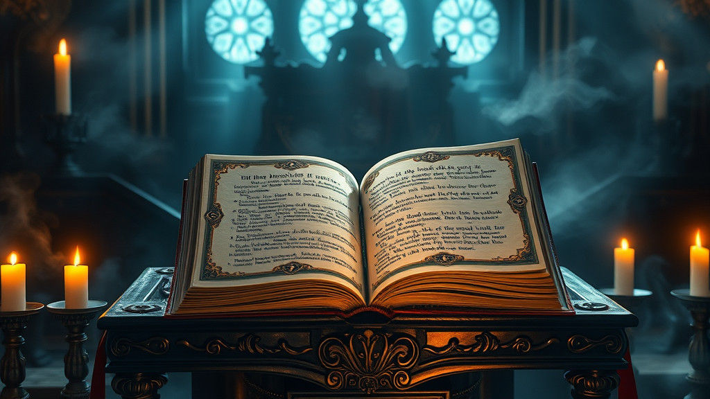 Mystical Occult Book Illuminated by Candlelight