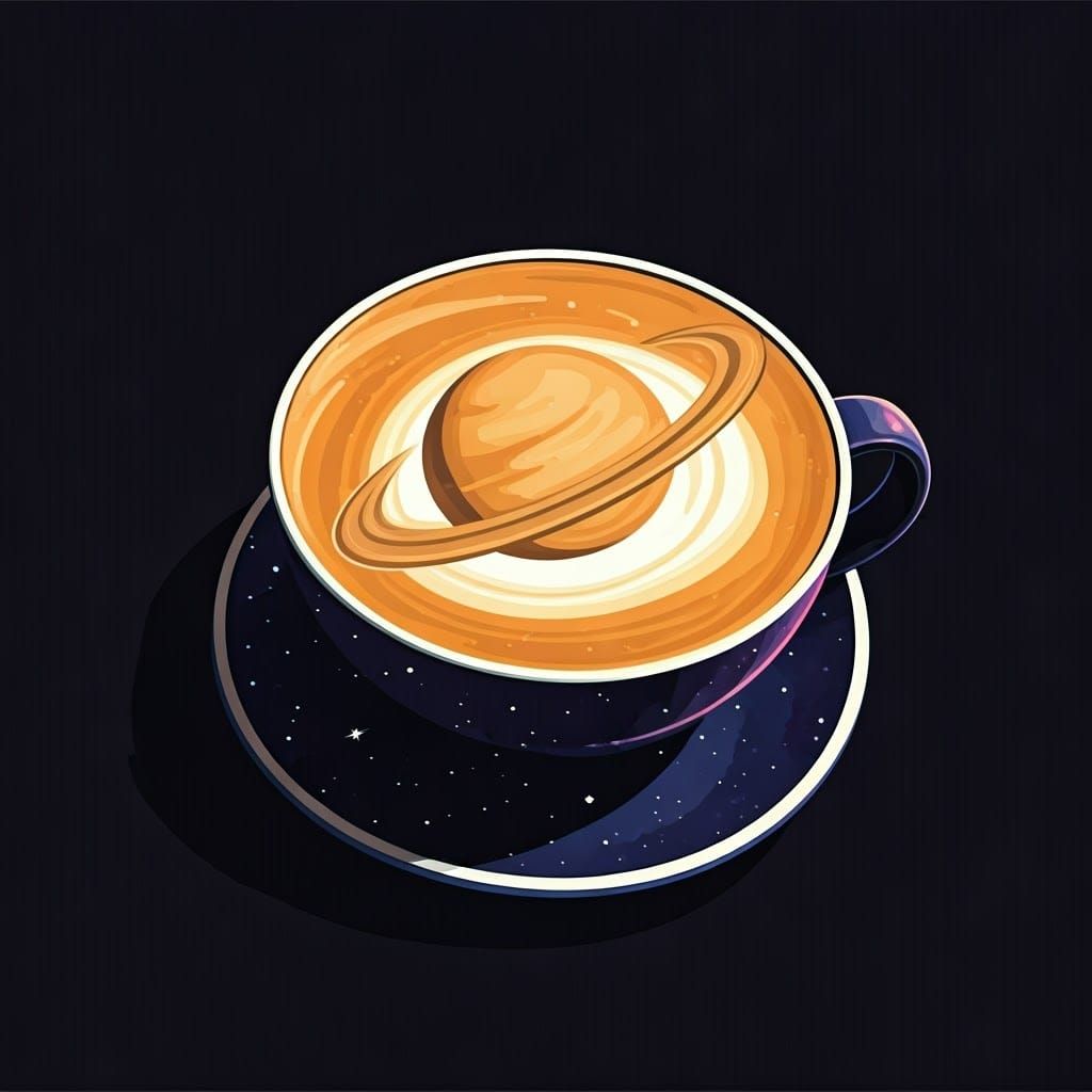 Galaxy Coffee Shop with Saturn Latte Art