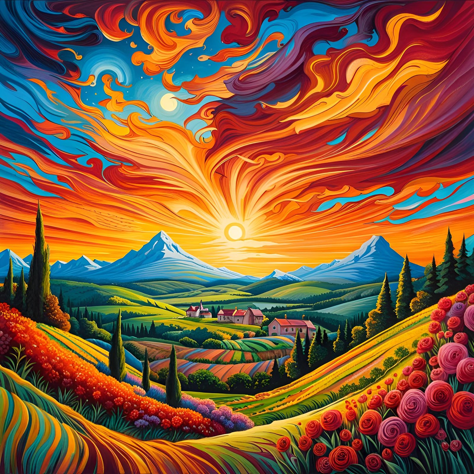 Skyscraper Castle on Asteroid Surrounded by Suburbia