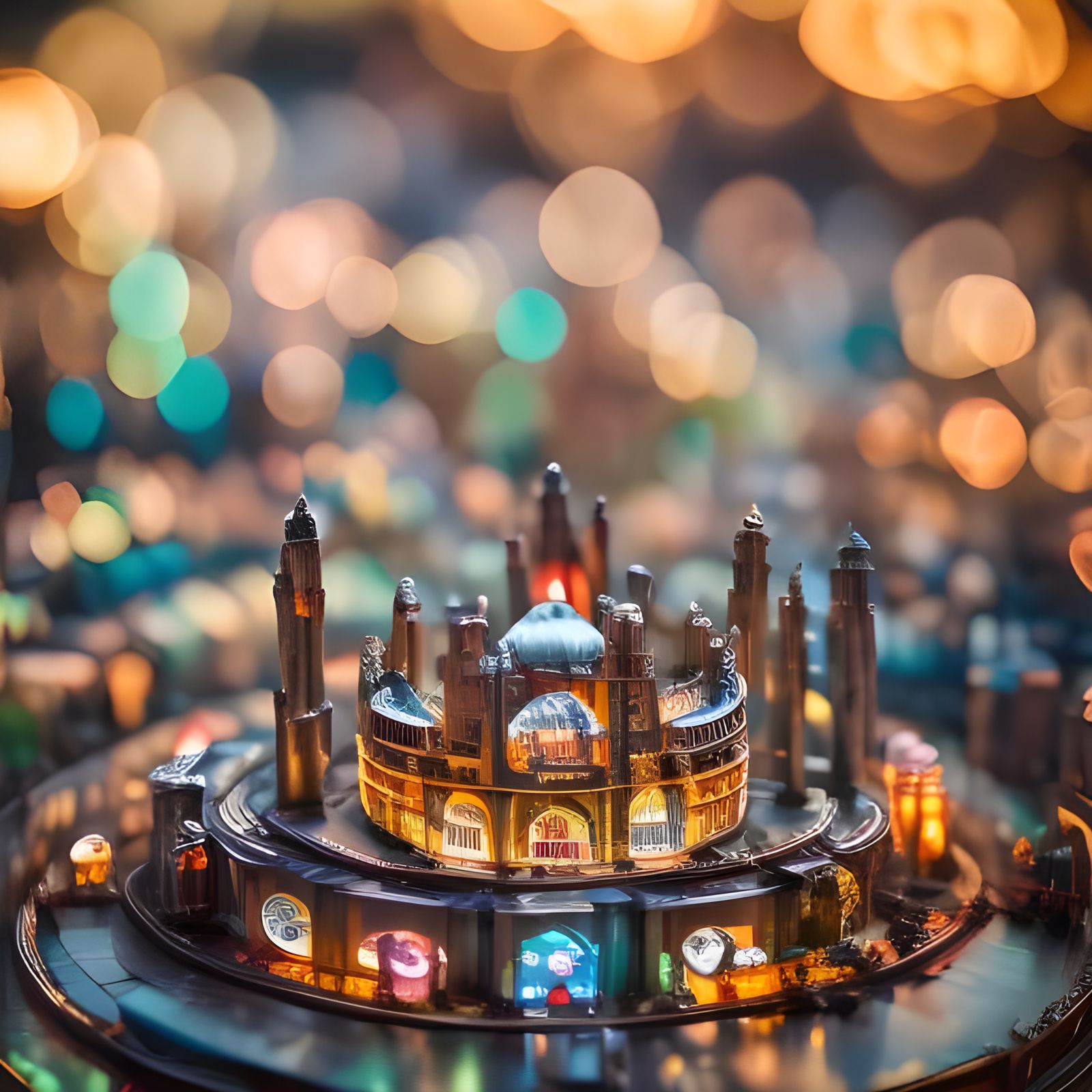 Glass Coliseum Aerial View in Realistic Style