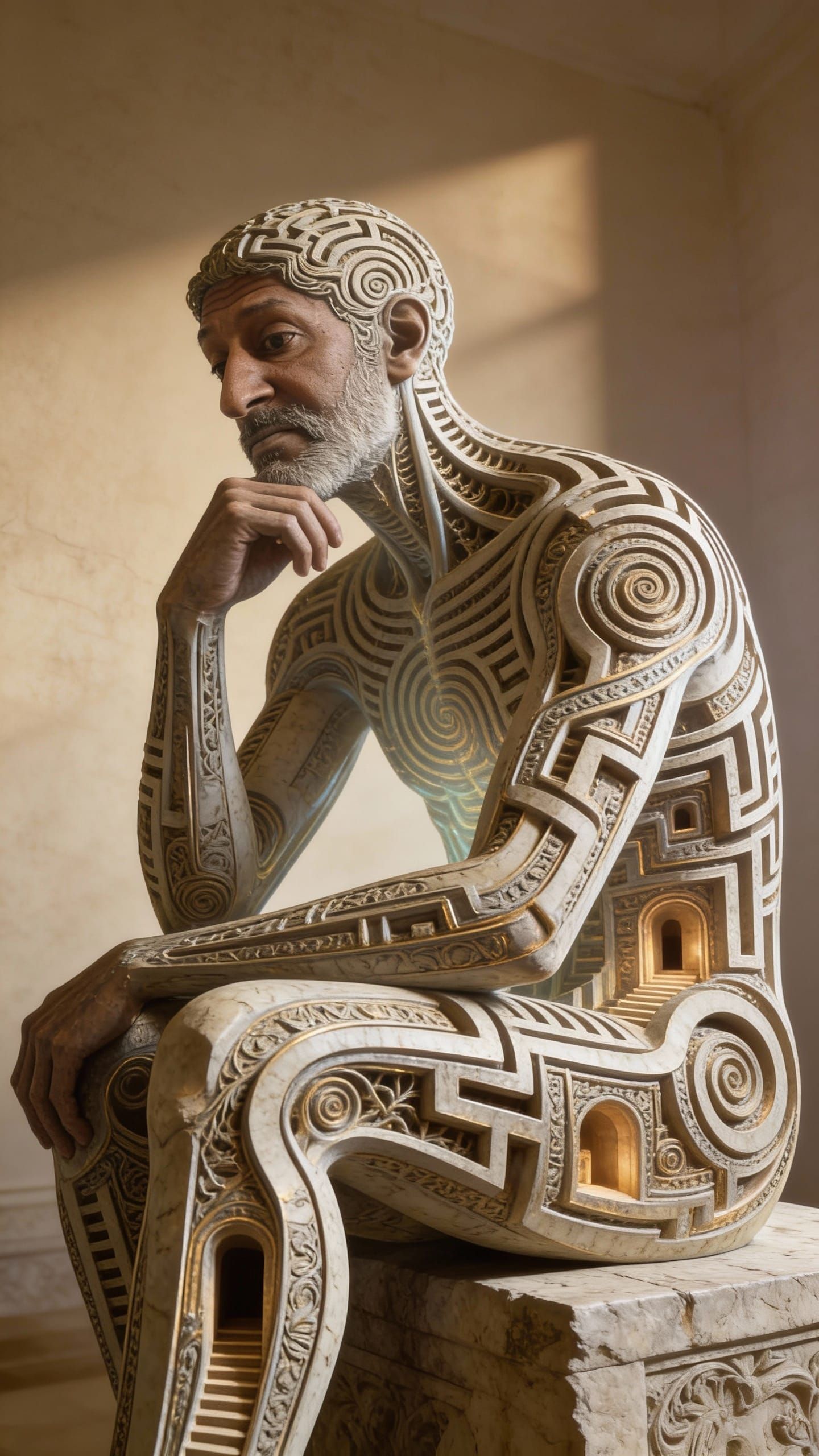 Surreal Human Maze: Intricate 3D Labyrinth Anatomy