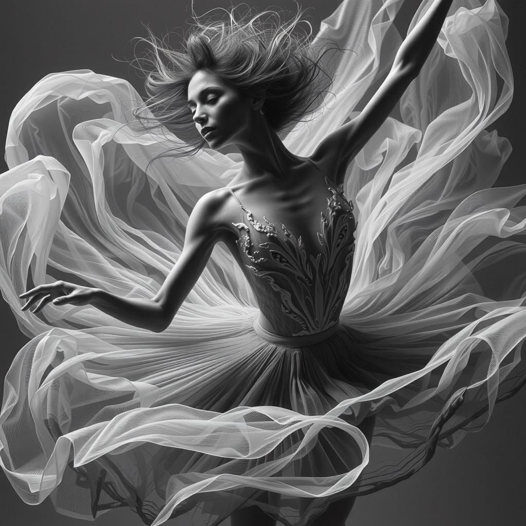 Elegant Ballerina Captured in Timeless Black and White