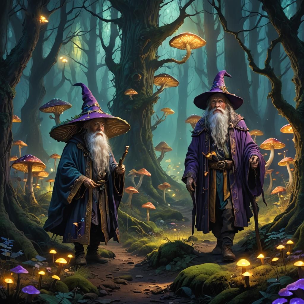 Enchanted Forest: Wizards on a Night Walk