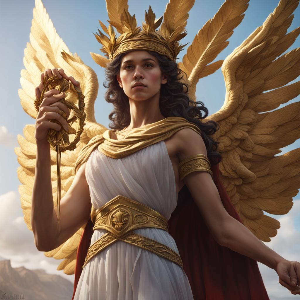 Nike, Greek Goddess of Victory with Laurel Crown