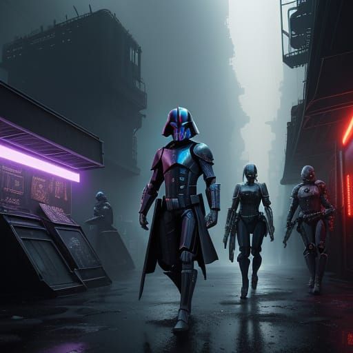Cyberpunk Star Wars Underworld Scene on Outer Rim Planet