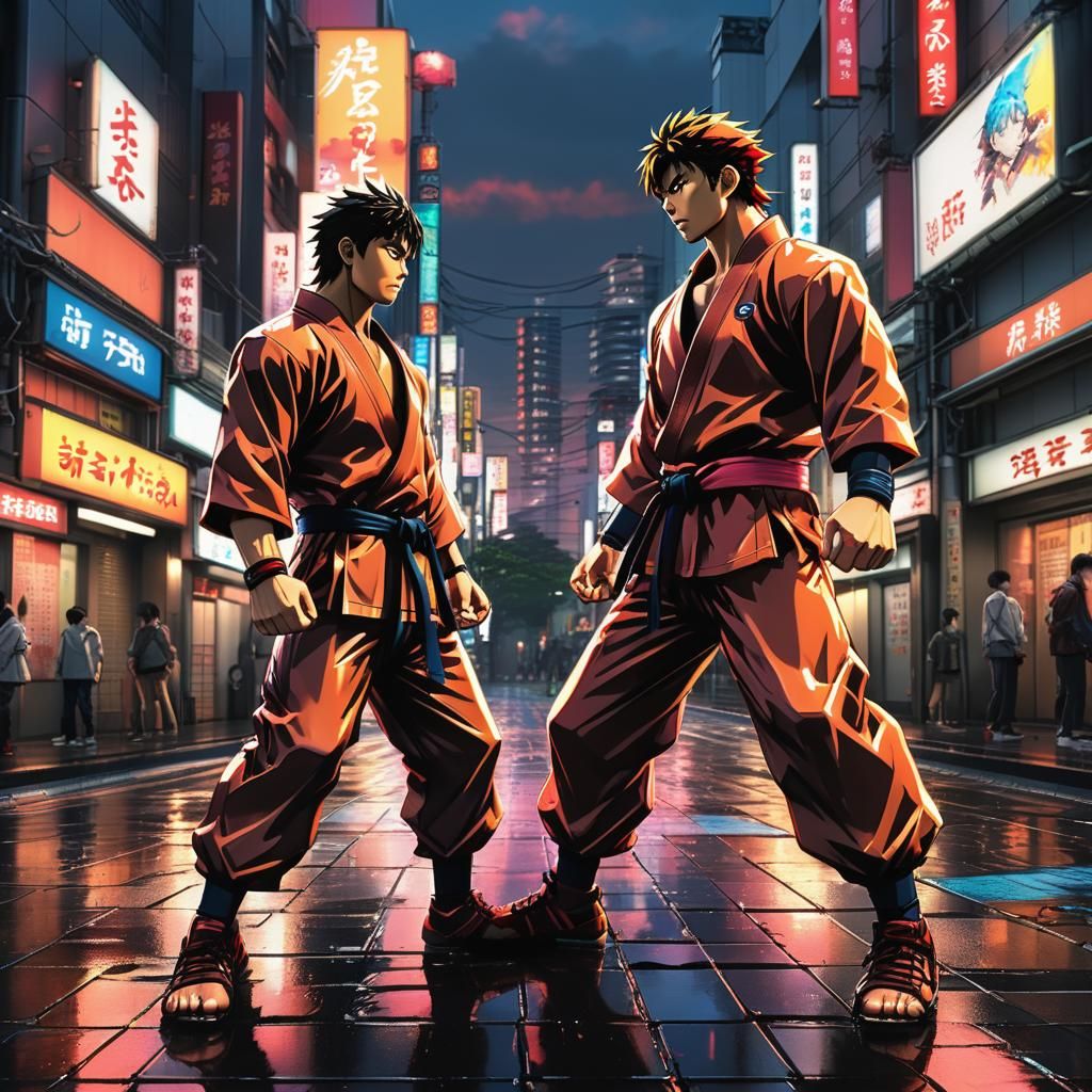 Ken vs Ryu: 3D Anime Fight in Tokyo