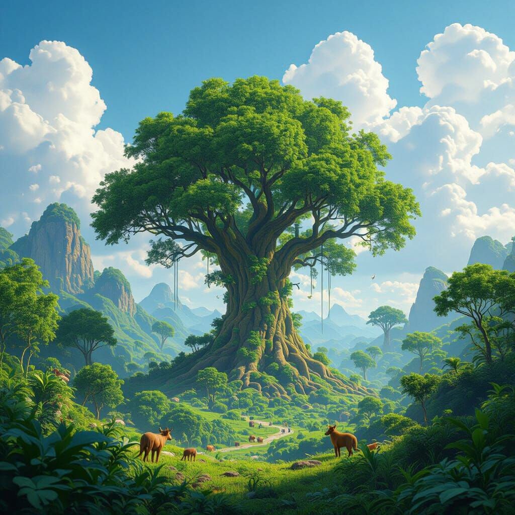 Lush Fantasy Landscape in Matte Painting Style