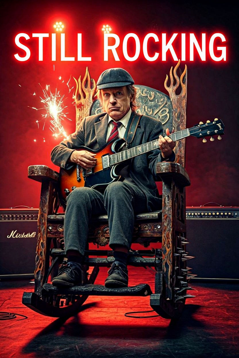 Aged Rock Star on Metal Rocking Chair