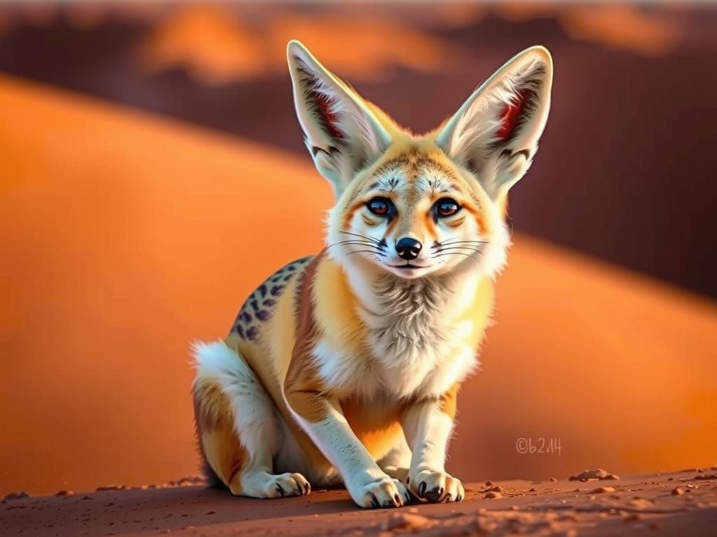 Fennec Fox  sitting in the African Desert