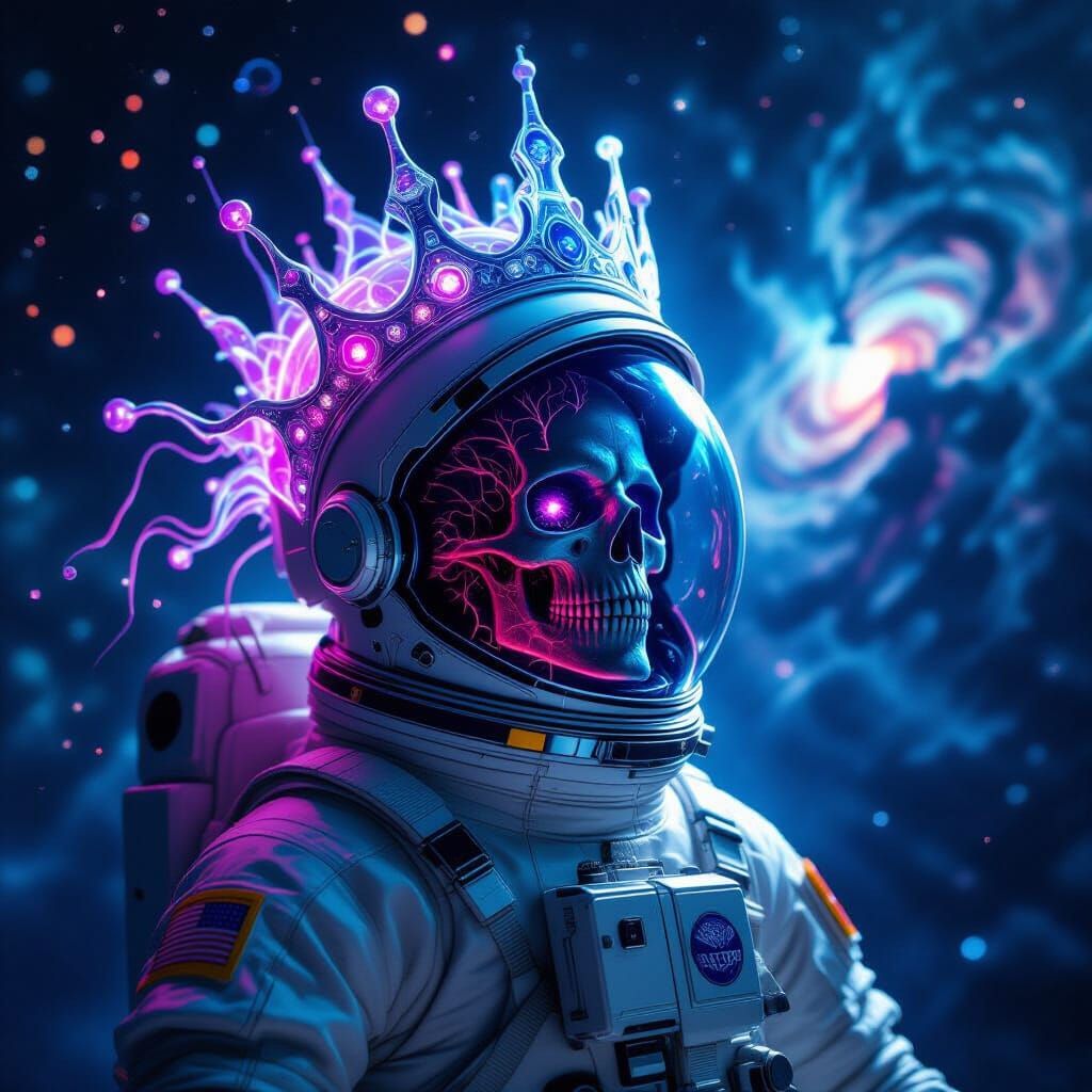 Spectral Astronaut Crowned by Cosmic Horror Organism