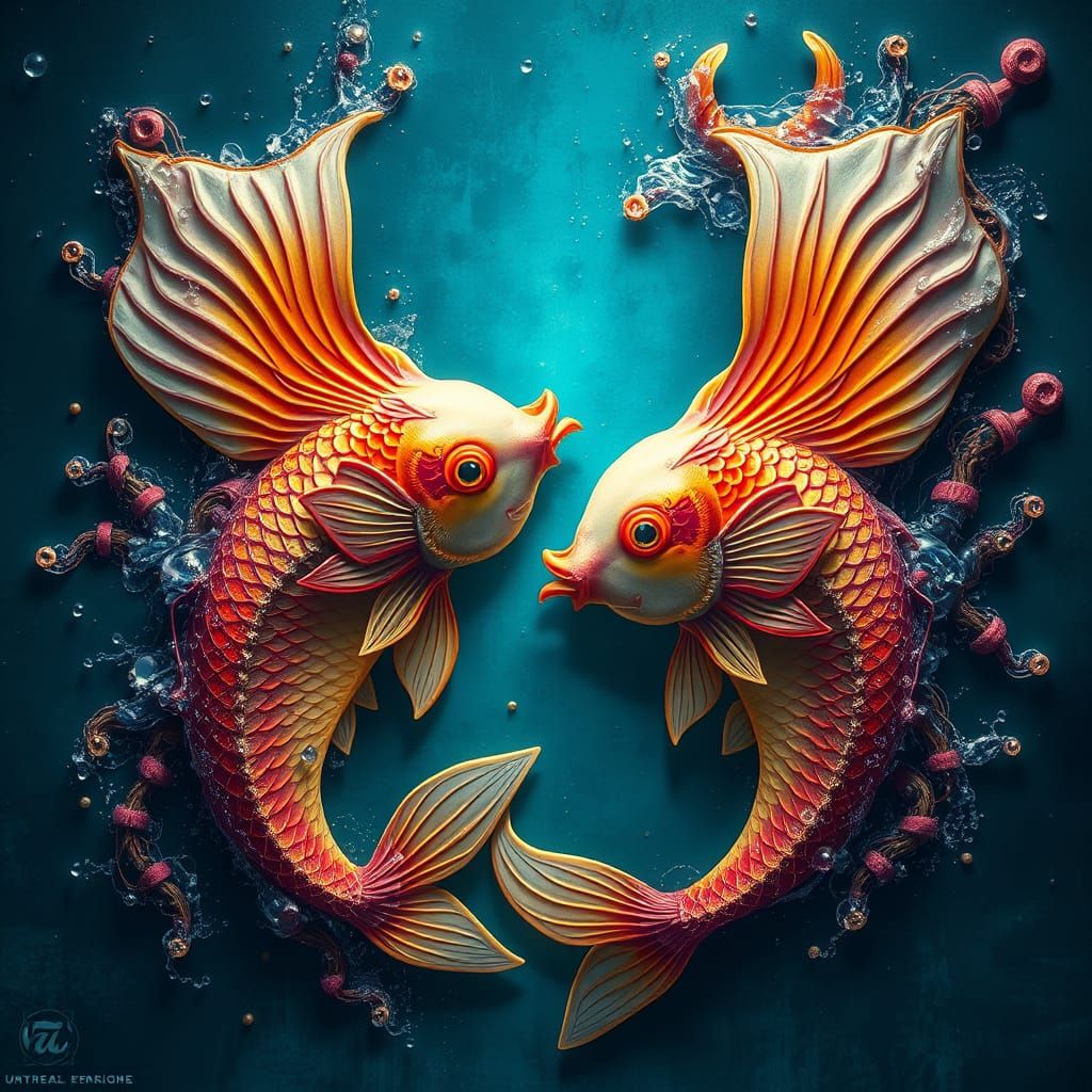 Mystical Pisces Zodiac in Vibrant Fantasy Art