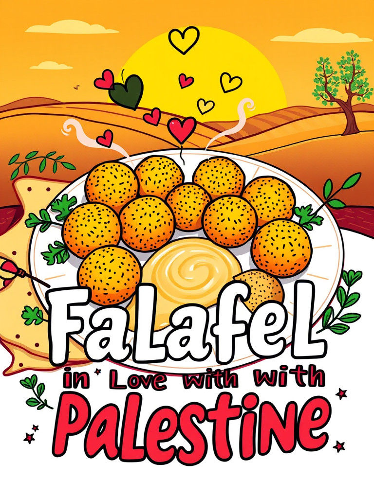 Falafel Heart in Palestine: A Vibrant Illustration