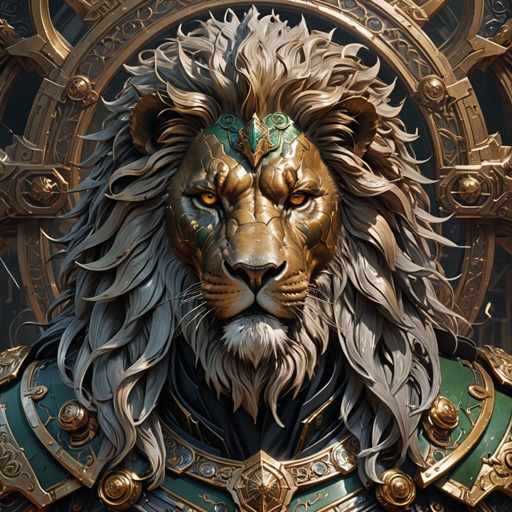 Lion El'Jonson Portrait in Hyperdetailed Art Nouveau Style