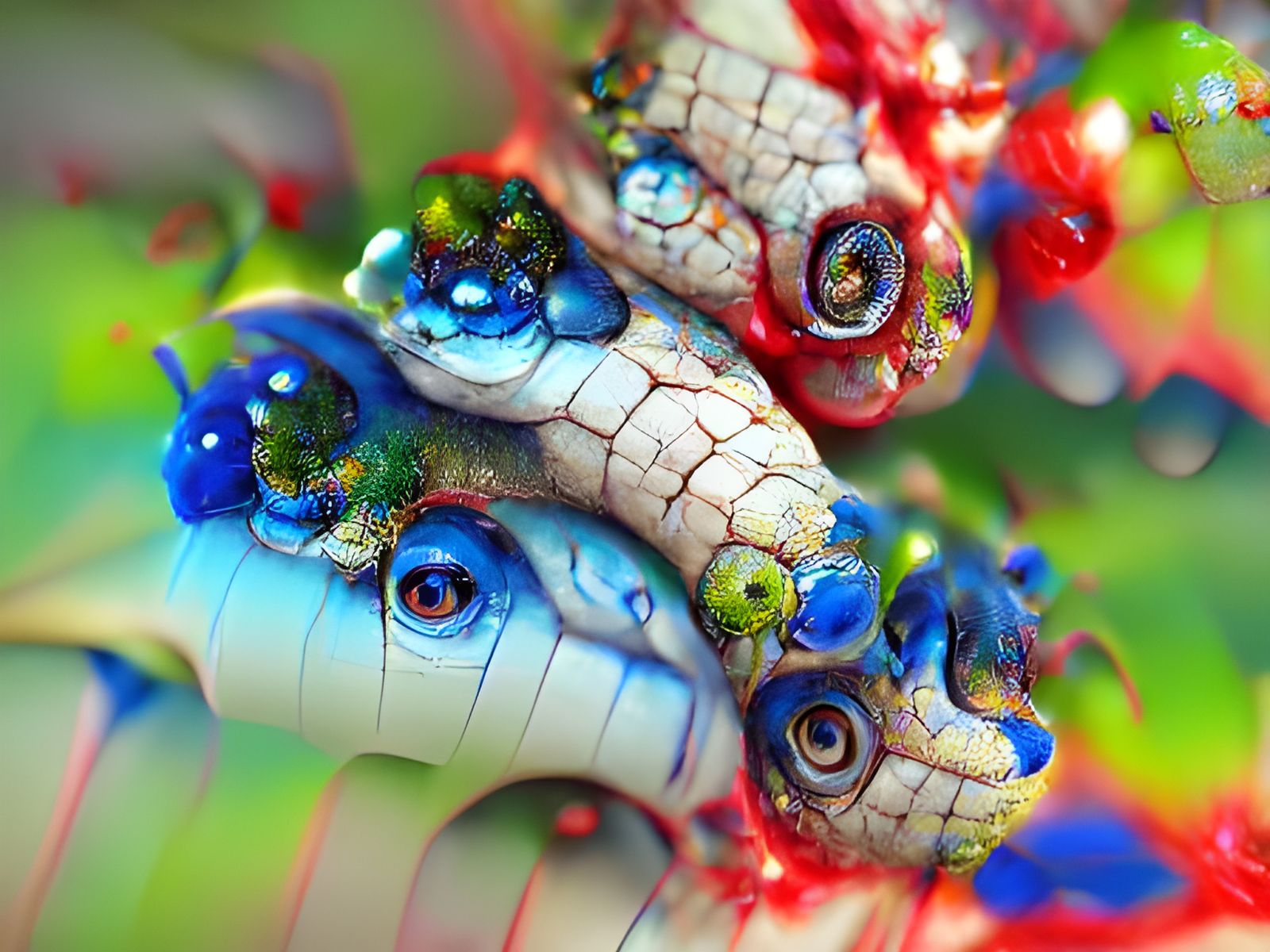 Porcelain Trees with Crystal Ladybugs, Maximalist Art