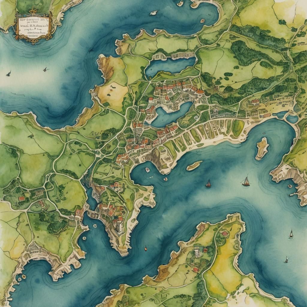 Watercolor Map of a Sheltered Haven