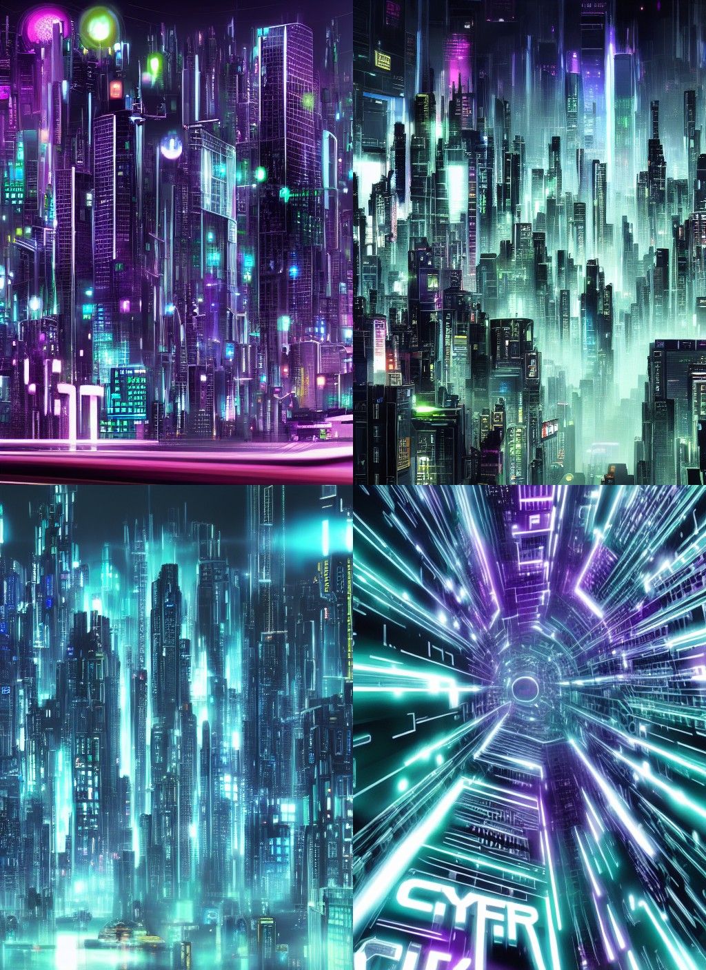 Futuristic Cyberpunk Cityscape at Night